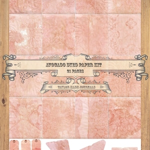 Carta tinta con avocado in pizzo - 21 pagine, kit diario spazzatura, kit diario digitale, kit diario Boho, carta tinta con avocado, carta di pizzo stampabile