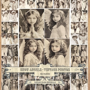 Sneeuwengelen, dagboekset (20 pagina's), 100+ afbeeldingen, vintage kerstfoto's, kerstafvaldagboekkit, digitale kerstset, afdrukbare kerst