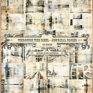 Through The Reel - 38 pages -20 pages, kit de journal indésirable, style bande de film grungy, kit numérique grungy, photos de voyage numériques style Vignette douce