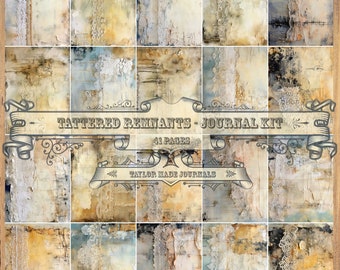 Tattered Remnants - 41 Full Size Pages, Lace Digital,Junk Journal Kit, Journal Kit, Shabby Chic Lace Digital Kit, Shabby Chic Digital ki