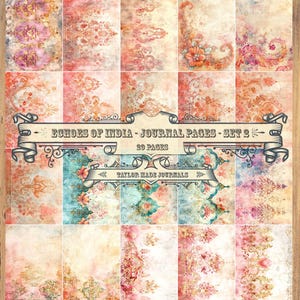 Ecos da Índia, Conjunto 2 - 28 páginas, Kit de diário de lixo, Kit de diário Boho, Kit digital Boho, Papel com tema indiano, Boho digital para impressão