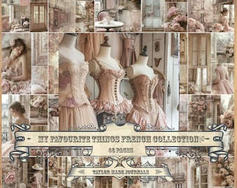 My Favourite Things French Collection, Journal Pages - 46 Page, digital kit, Journal Ephemera, Junk Journal Kit, Shabby Chic Digital Kit