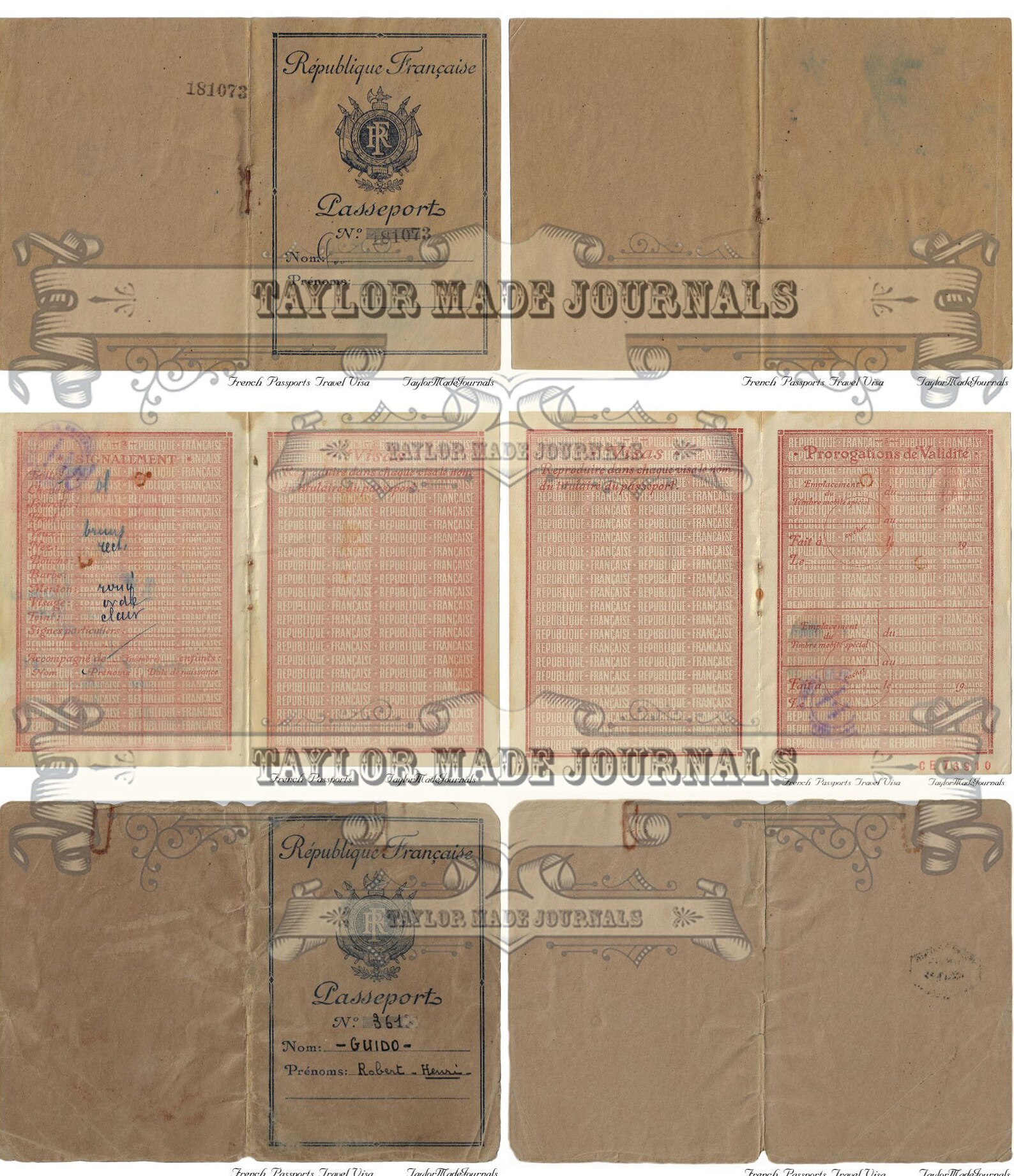 French Passports, Travel Visa, Digital Junk Journal Kit,39 Page,junk ...