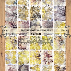 Eco Dyed Paper, SET 4 -30 Page, Printable, Junk Journal Kit, Digital Kit, Printable Eco Dyed Paper, Eco Dyed ,Collage