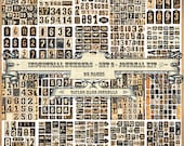 Industrial Numbers, Junk Journal Digital, set 2-28 Full Sized Pages, Junk Journal Kit, Digital Kit ,Grungy Digital Kit, Collage Paper