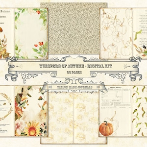 Whispers of Autumn, Junk Journal Kit -36 Page, Digital Download, Junk Journal Kit, Fall Journal Kit, Autumn Journal Kit,Fall Journal Kit