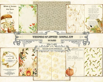 Whispers of Autumn, Junk Journal Kit -36 Page, Digital Download, Junk Journal Kit, Fall Journal Kit, Autumn Journal Kit,Fall Journal Kit