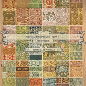 Antique Textiles, Set 2- 36 Pages, Junk Journal Kit, Digital Kit, Medieval Junk Journal Kit, Renaissance Journal Kit, Renaissance Book Pages