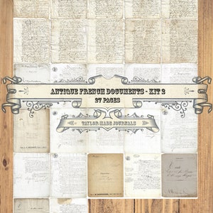 French Documents, Junk Journal Printable, SET 2 -27 page, French Printable, French Ephemera, French Digital Kit, French Junk Journal Kit