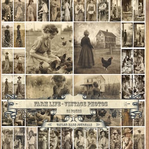 Farm Life, Journal Kit -37 pagina's, 100+ afbeeldingen, Junk Journal Kit, afdrukbare kastkaarten, boerderijfoto's, vintage foto's, digitale kit