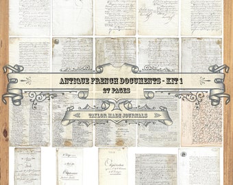 Documentos franceses, Diario basura imprimible, SET 1 -27 páginas, Imprimible en francés, Efímera francesa, Kit de diario basura francés, Kit digital francés