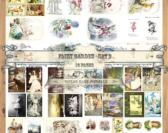 Fairy Garden, SET 2 -16 Page,Junk Journal Kit, Digital, Flower Fairies Ephemera, Fairies Junk Journal Kit, Flower Fairies Digital Kit