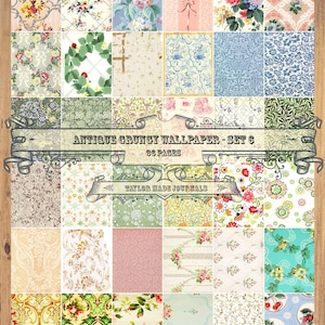 Grungy Wallpaper, SET 6 -36 Pages, Junk Journal Kit, Digital, Vintage Wallpapers, Printable Wallpapers, Shabby Chic Wallpaper