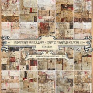 Grungy Collage, Junk Journal Papers, 21 Full Sized Pages, Junk Journal Kit, Digital Kit ,Grungy Digital Kit, Collage Paper, Steampunk