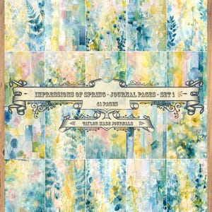 Wrażenia z wiosny, Junk Journal Papers, 40 stron, Spring Junk Journal Kit, Spring Digital Kit