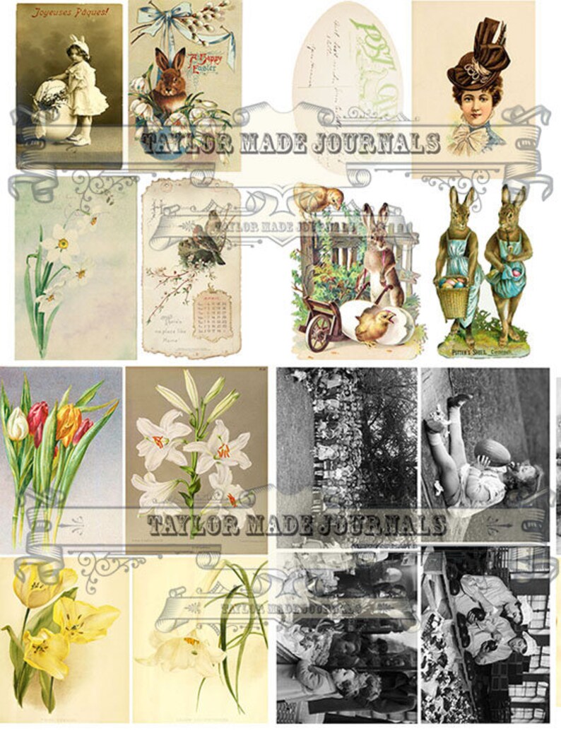 Vintage Easter Ephemera Digital Printable Kit-23 pageJunk | Etsy