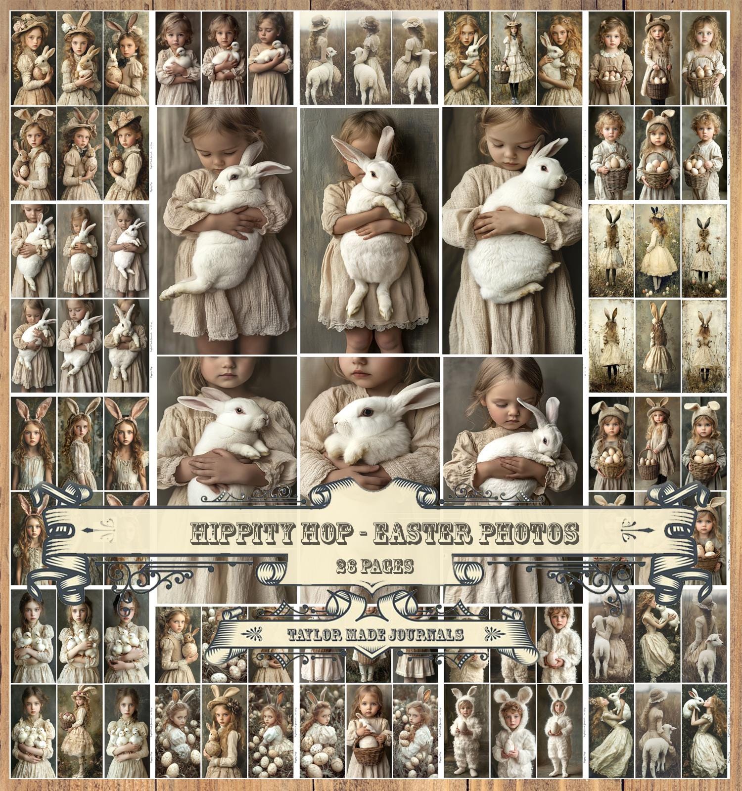 Hippity Hop, Easter Photos, Junk Journal Kit - 26 page, 100+ Images, Easter Junk Journal Kit, Easter Printable,Easter Photos Journal Kit
