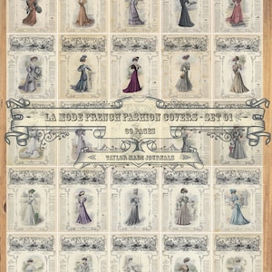 La Mode Capas de moda francesa, conjunto de 1 a 46 páginas, kit digital, kit de diário de lixo, kit de diário de costura, kit de costura para impressão