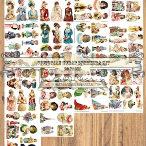 Victorian/German Scrap - 44 Pages, Pages Have Mirror Images, Junk Journal Kit,  Victorian Fussy Cut,Digital Kit, German Scrap