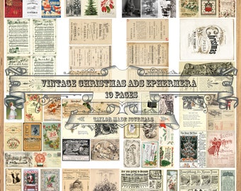 Vintage Christmas Ephemera, SET 1-19 page,Junk Journal Kit, Digital Download Kit, Christmas Journal Kit, Christmas Digital Kit, Christmas
