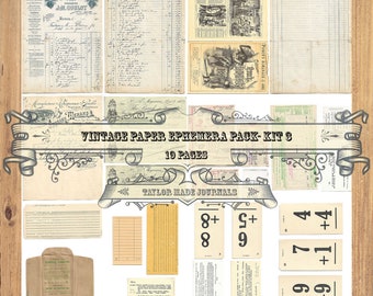 Vintage Paper Ephemera, SET 3 -18 Page, Digital ,Junk Journal Kit, Collage Paper, Digital Kit, Junk Journal Ephemera Kit