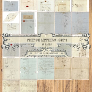 Lettere francesi, Kit diario spazzatura,Set 1-22 pagine,Stampabile francese,Effimera francese,Kit digitale diario spazzatura,Effimera stampabile,Download digitale