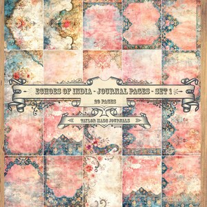 Ecos da Índia, Conjunto 1 - 28 páginas, Kit de diário de lixo, Kit de diário Boho, Kit digital Boho, Papel com tema indiano, Boho digital para impressão