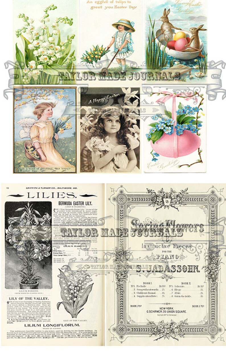 Vintage Easter Ephemera Digital Printable Kit-23 pageJunk | Etsy