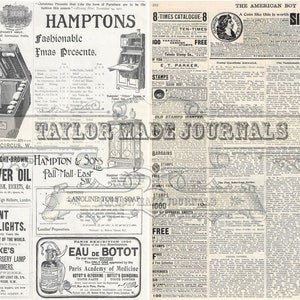 May include: A black and white newspaper clipping with advertisements for various products, including a travel trunk, a soap, a night light, and a cod liver oil. The text includes the names of the companies, the products, and their prices.