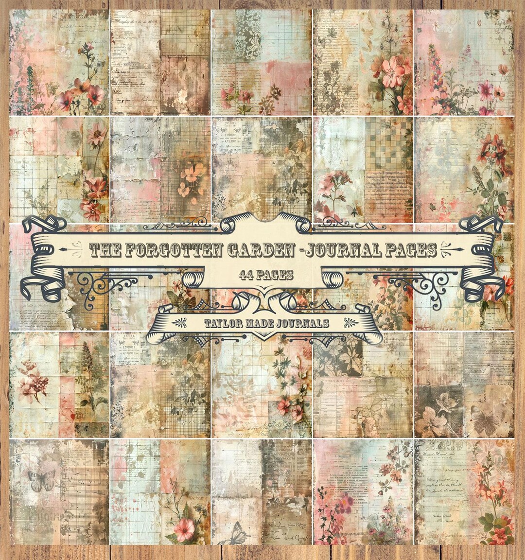 The Forgotten Garden, 38 Page, Junk Journal Kit, Shabby Chic Kit ...