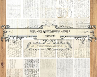 The Art of Writing, SET 1 -33 Page, Junk Journal Kit, Digital Kit, Hand Written Letters, Vingare Letters, Collage papers