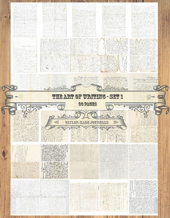 The Art of Writing, SET 1 -33 Page, Junk Journal Kit, Digital Kit, Hand Written Letters, Vingare Letters, Collage papers