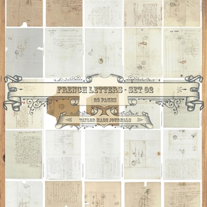 Cartas francesas, kit de diario basura, conjunto de 2-25 páginas, imprimible en francés, efímera francesa, kit digital de diario basura, efímera imprimible, descarga digital