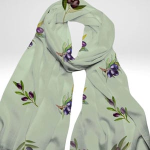 Olive Branch Pashmina Semi-Sheer Lightweight Elegant Green Scarf, Perfect Vacation Wrap or Stylish Shawl