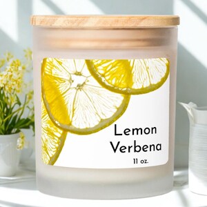 Elegant Lemon Verbena Candle, Hand-Poured in Frosted Glass, 11 oz.