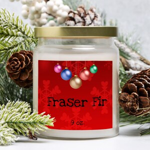 Fraser Fir Candle, a classic scent ideal for aromatherapy, comes in a 9oz apothecary jar