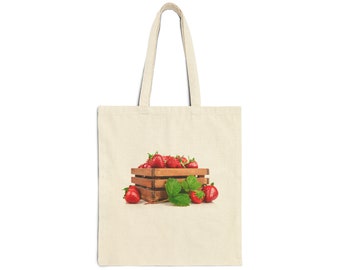 Strawberry Tote Bag | Shopping Tote Bag | Fruit Tote Bag | Farmers Market Bag