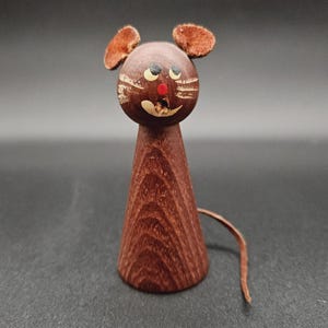 Vintage Mid Century Danish Teak Mouse Figure Denmark Wood Cat