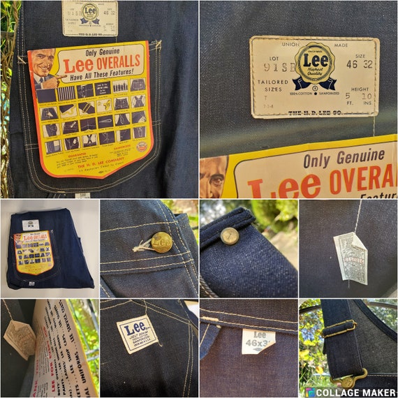 Vintage Lee Overalls 46x32 Sanforized Jelt Union … - image 8