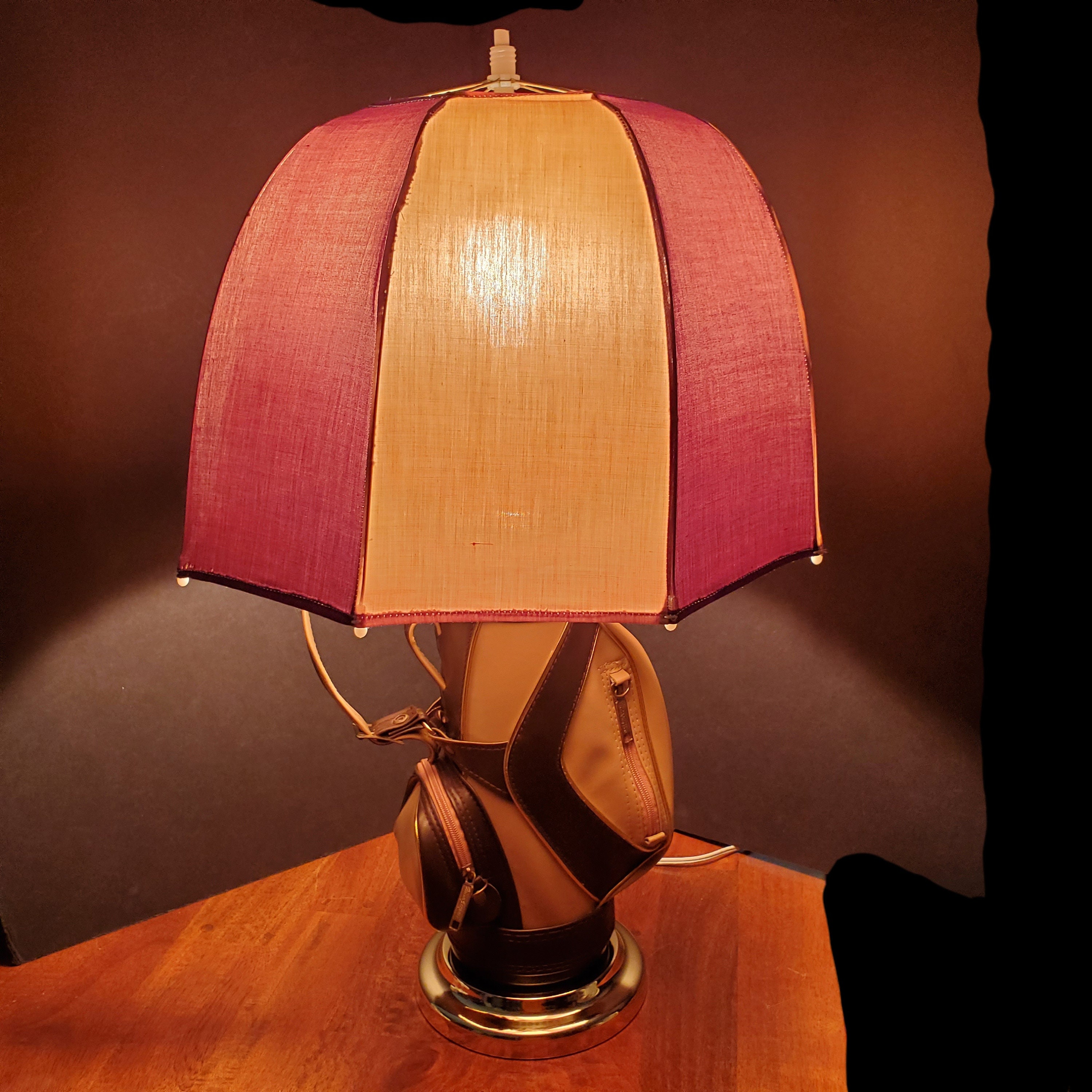 Macgregor Golf Bag Lamp Umbrella Shade Brown Tan Finial is Missing Etsy