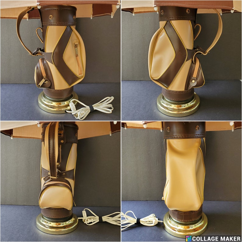 Macgregor Golf Bag Lamp Umbrella Shade Brown Tan Finial is Missing Etsy