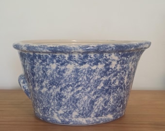 Country Home Collection Keramik Blå & Vit Svampform Stor Skål med Pip