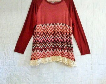Upcycled mens lg tshirt tunic XL-1XL