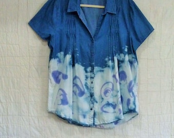 Hippie Tie Dyed & Bleached Top XL-1XL