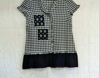 Upcycled Women Lg Gingham Tunic