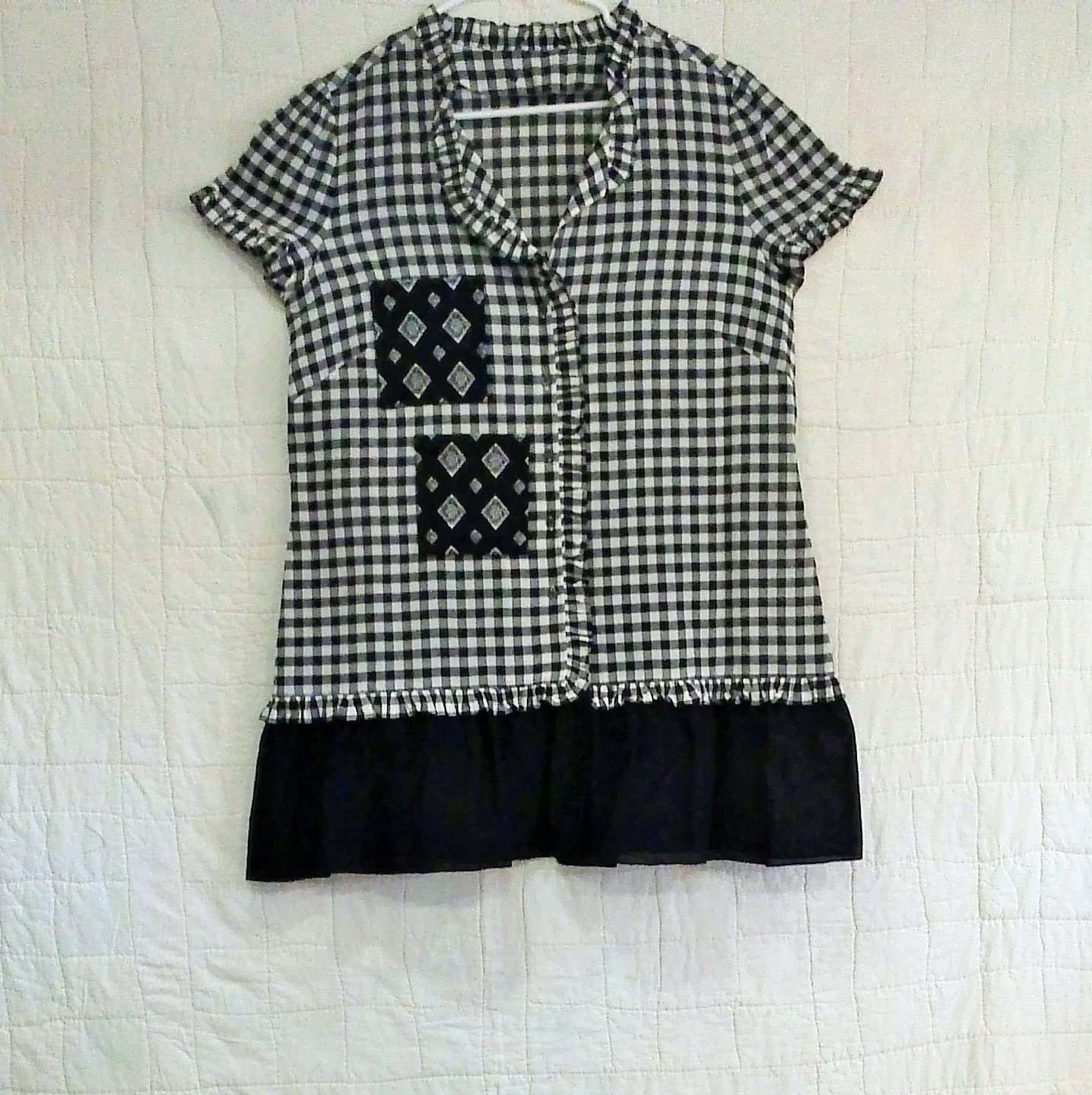 Upcycled Women Lg Gingham Tunic