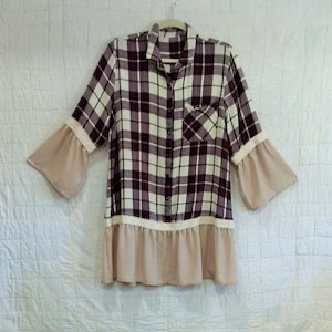 Burgandy Beige Boho Chic Tunic XL-1X