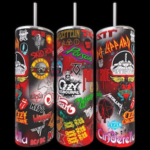 Rock & Roll Tumbler, Custom Tumbler, Skinny Tumbler, Custom Drinkware, Sublimation Skinny Tumbler with Straw, 20 oz tumbler