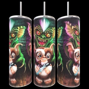 Gizmo, Gremlins, Halloween, Christmas, Skinny Tumbler,  Sublimation Skinny Tumbler with Straw, 20 oz tumbler