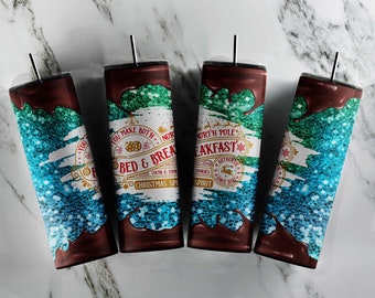 North Pole Hot Chocolate Tumbler | Santa Approved Tumbler | Bed & Breakfast| Holiday Gift Under 30 | 20oz Skinny Sublimation Tumbler